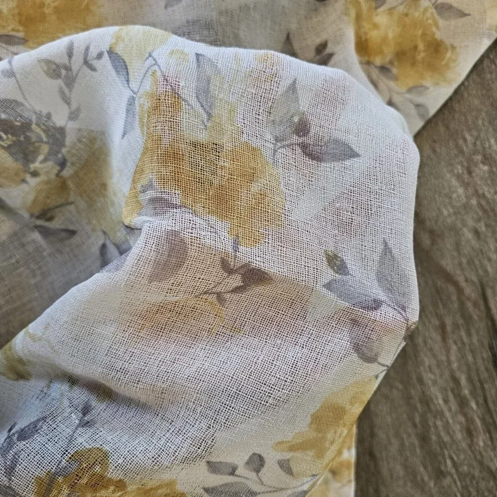 1 Ralph Lauren Yellow Gray Floral 50x84